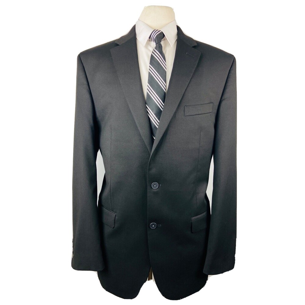 CHAPS RALPH LAUREN MENS 42L BLACK SILVER BUTTON BLAZER SPORT COAT SUIT JACKET